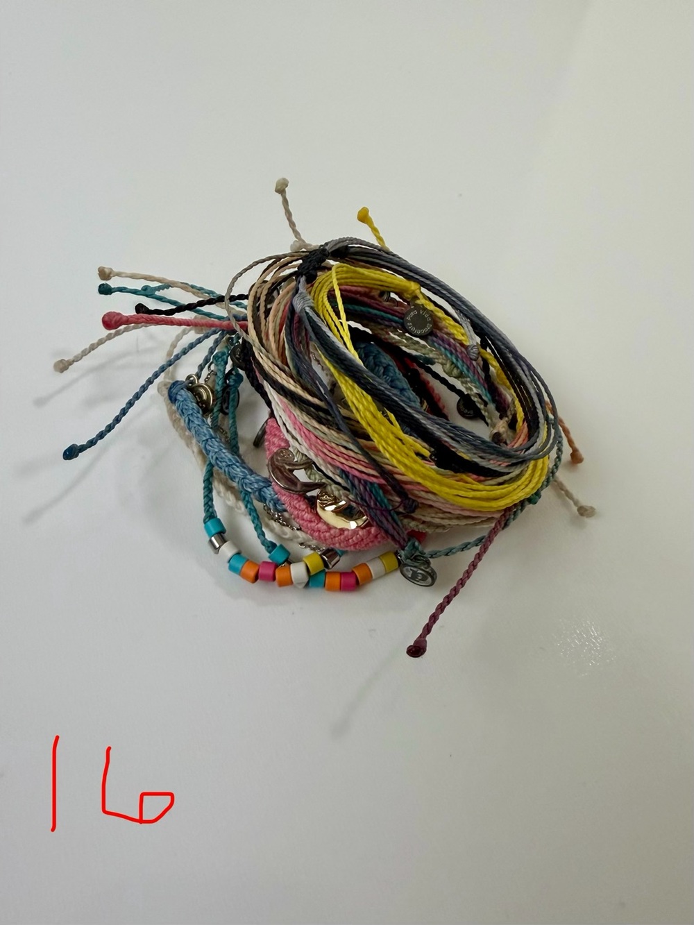 Pura Vida Yellow, Pink, Blue and Teal Braided Bracelets lot of 16